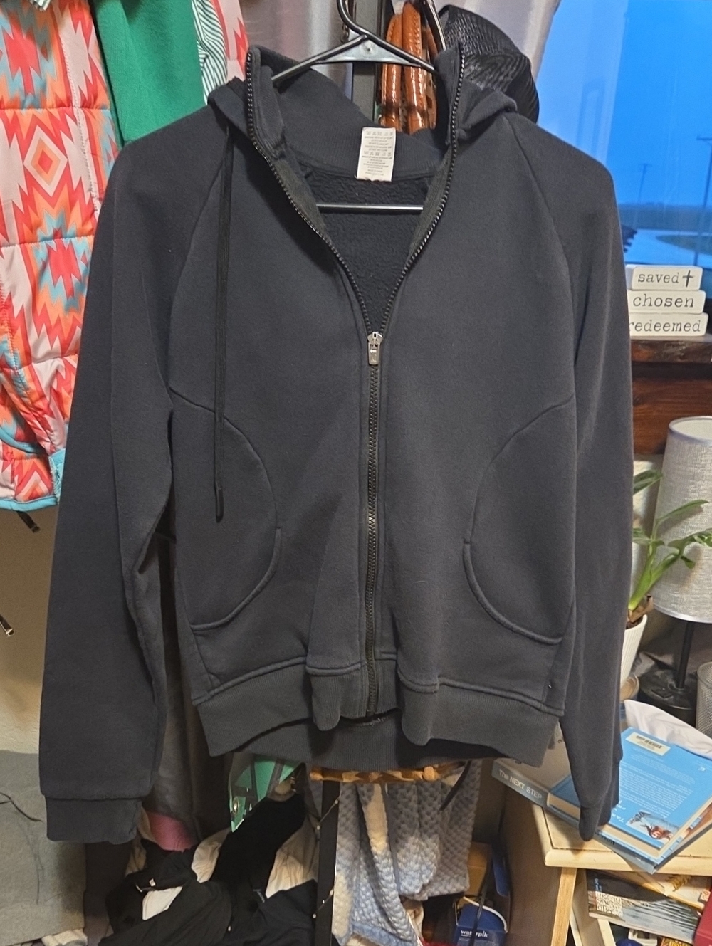 Black Zip-Up Hooded Sweatshirt